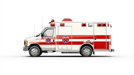 Capture the innovative design of a new ambulance from a side angle for enhanced visibility and functionality