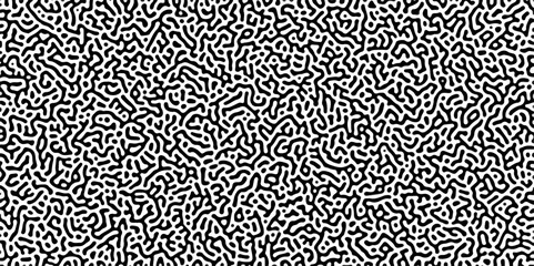 Organic seamless patterns with rounded lines Diffusion reaction background. Monochrome background of natural organic forms motion. Overlay template abstract Turing organic wallpaper background.