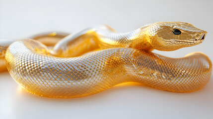 Fototapeta premium Golden Snake 3D Illustration