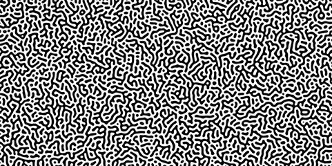 Organic seamless patterns with rounded lines Diffusion reaction background. Monochrome background of natural organic forms motion. Overlay template abstract Turing organic wallpaper background.