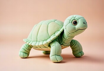 Fototapeta premium Cute turtle plush toy on a white background