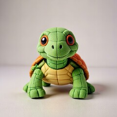 Fototapeta premium Cute turtle plush toy on a white background
