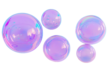 soap bubbles fluid holographic Iridescent 3d render icon isolated on transparent background cutout