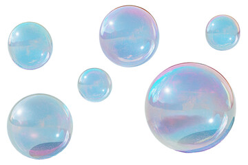 soap bubbles fluid holographic Iridescent 3d render icon isolated on transparent background cutout