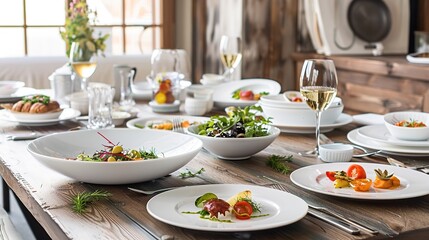 Fototapeta premium White European Italian Plate - an elegant and classic design. This white plate embodies the essence of Italian dining and adds sophistication to any table setting.