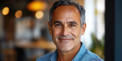 Obraz premium Smiling Man in Restaurant