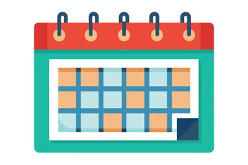 Flat Design Illustration of a Teal Monthly Calendar