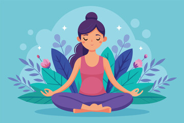 Woman Practicing Yoga in a Serene Floral Setting