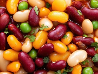 Colorful mixed beans, white isolate background