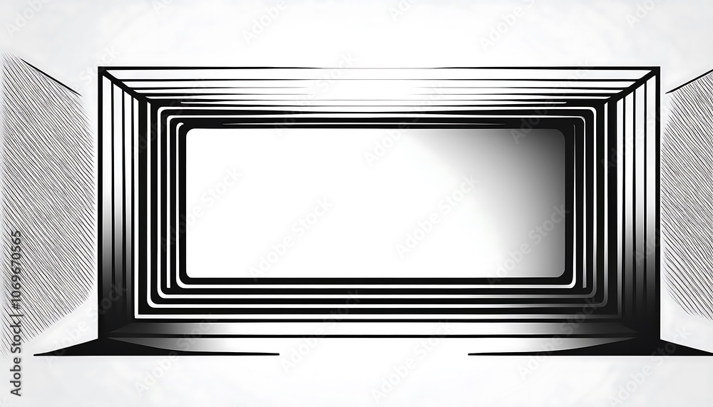 Aufkleber Abstract illustration of a tunnel or portal with a rectangular frame and a blurred background.