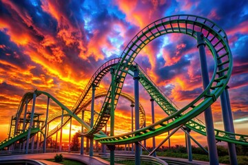 Obraz premium a roller coaster is shown with the sky in the background