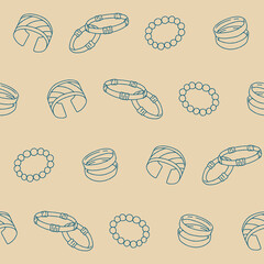 Outline Collection of Bracelet Vector Seamless Pattern illustration for Print, Wallpaper, Decoration.