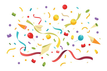 Colorful Confetti and Ribbons Celebrate a Party