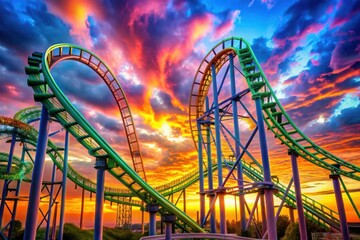 Obraz premium a roller coaster is shown with the sky in the background