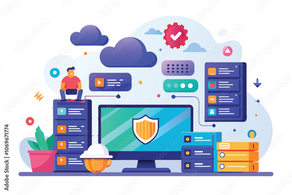 Poster secure data storage and management with cloud servers and a desktop computer