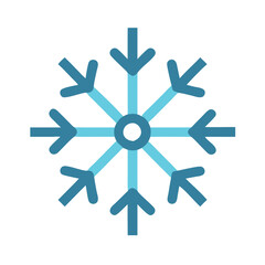 Blue Snowflake Icon with Geometric Design, Detailed blue snowflake icon featuring a geometric pattern, symbolizing winter, cold weather, ice, and festive decorations.
