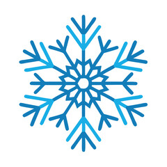 Blue Snowflake Icon with Geometric Design, Detailed blue snowflake icon featuring a geometric pattern, symbolizing winter, cold weather, ice, and festive decorations.
