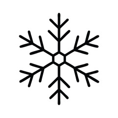 Outline Icon of Snowflake Symbol, Minimalist outline icon of a snowflake, representing winter, cold weather, ice, and seasonal holidays.
