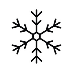 Outline Icon of Snowflake Symbol, Minimalist outline icon of a snowflake, representing winter, cold weather, ice, and seasonal holidays.
