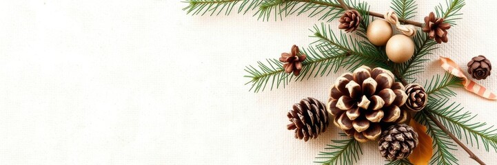 Pinecone on beige background with soft lighting, simplicity, beige