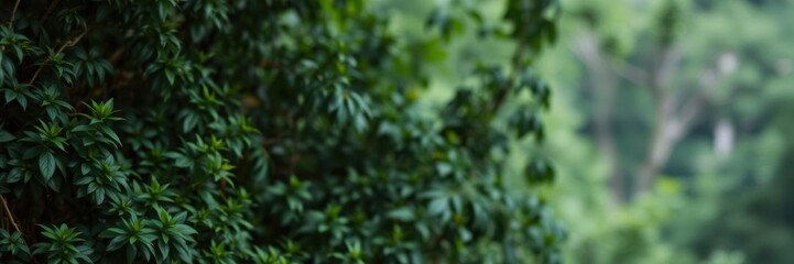 Obraz premium Soft focus green leaves in a dense forest creating a blurred background, environment, vegetation