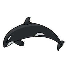 Swimming whale, cartoon sea and ocean animal.