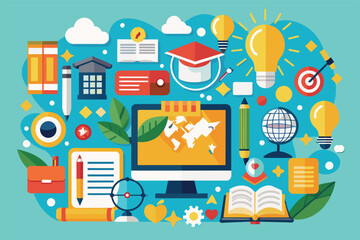 Colorful Illustration of Education and Learning Resources