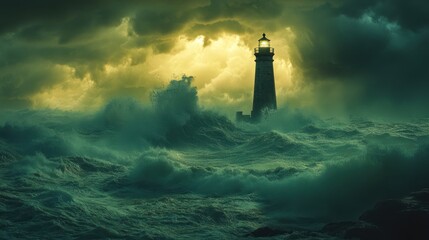 Fototapeta premium Lighthouse in Stormy Sea