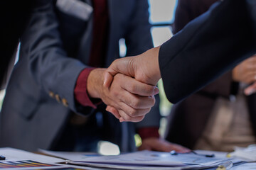 Business handshake for teamwork of business merger and acquisition,successful negotiate,hand...
