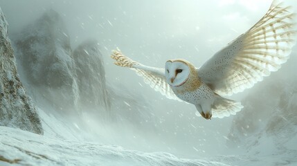 Obraz premium Snowy Owl in Flight