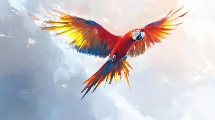 Obraz premium Scarlet Macaw in Flight