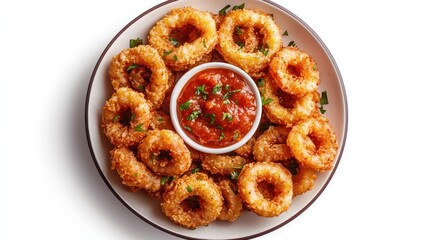 Crispy Fried Calamari Rings with Tomato Sauce