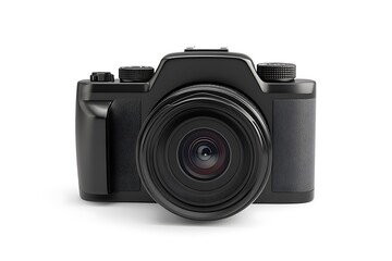 Digital camera isolated on white background, close up