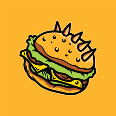 Burger Punk Logo Vector Illustration
