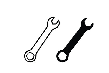 Wrench icon vector logo design template  on white background 