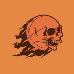 Skull Basket Ball Logo Charater Vector Illustration