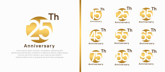 anniversary logotype set. vector design gold color circle can be use for celebration moment