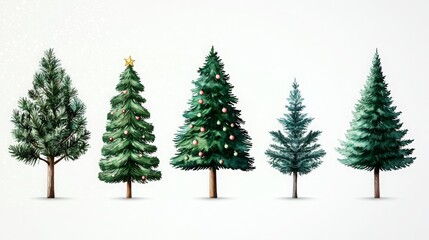 Fototapeta premium Festive Watercolor Christmas Trees for Holiday Design