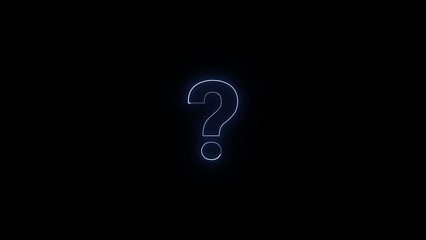 Neon question and  exclamation mark on dark Background