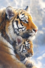 Obraz premium The tiger and its child