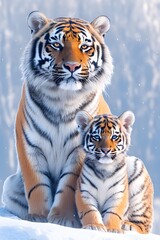 Naklejka premium The tiger and its child