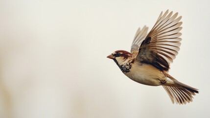 A sparrow in flight