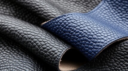 Black and Blue Leather Texture Background   Close Up Macro Photography