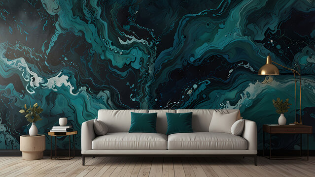 Furniture With abstract marble background featuring a sea-inspired color theme