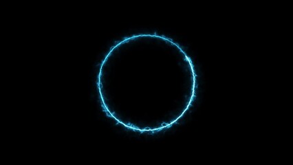 Abstract studio with violet glowing circle frame. illustration with neon effect