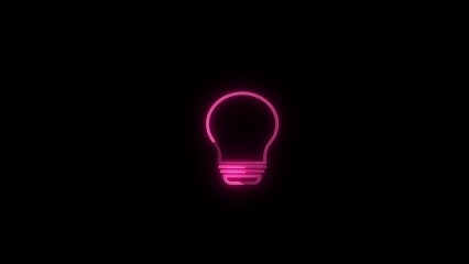 Outline neon electric lamp icon. Glowing neon lightbulb with rays of light, bulb pictogram. Idea and solution, business innovation, creative energy,