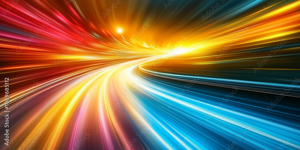 Poster Speed of light trails painting colorful streaks across space and time