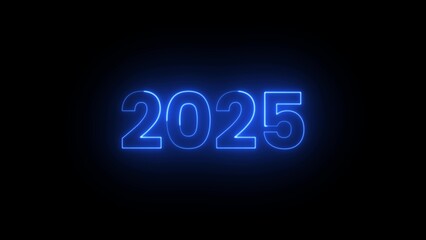 Abstract 2025 Happy New Year digital web banner template in futuristic glowing polygonal style on background.