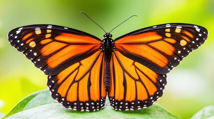 Naklejka premium Monarch Butterfly Wings Macro Photography Close Up View of Insect