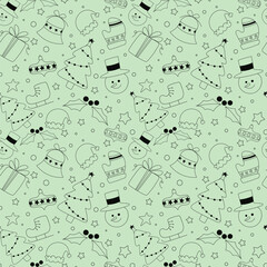 Hand drawn christmas pattern design background. Vector illustration.